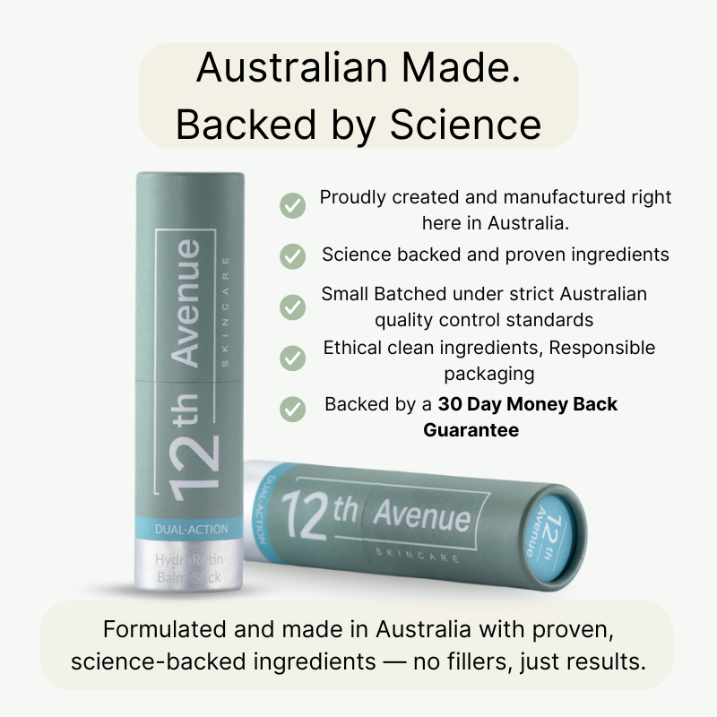 12th Avenue Skincare product with branding and product details on a white background